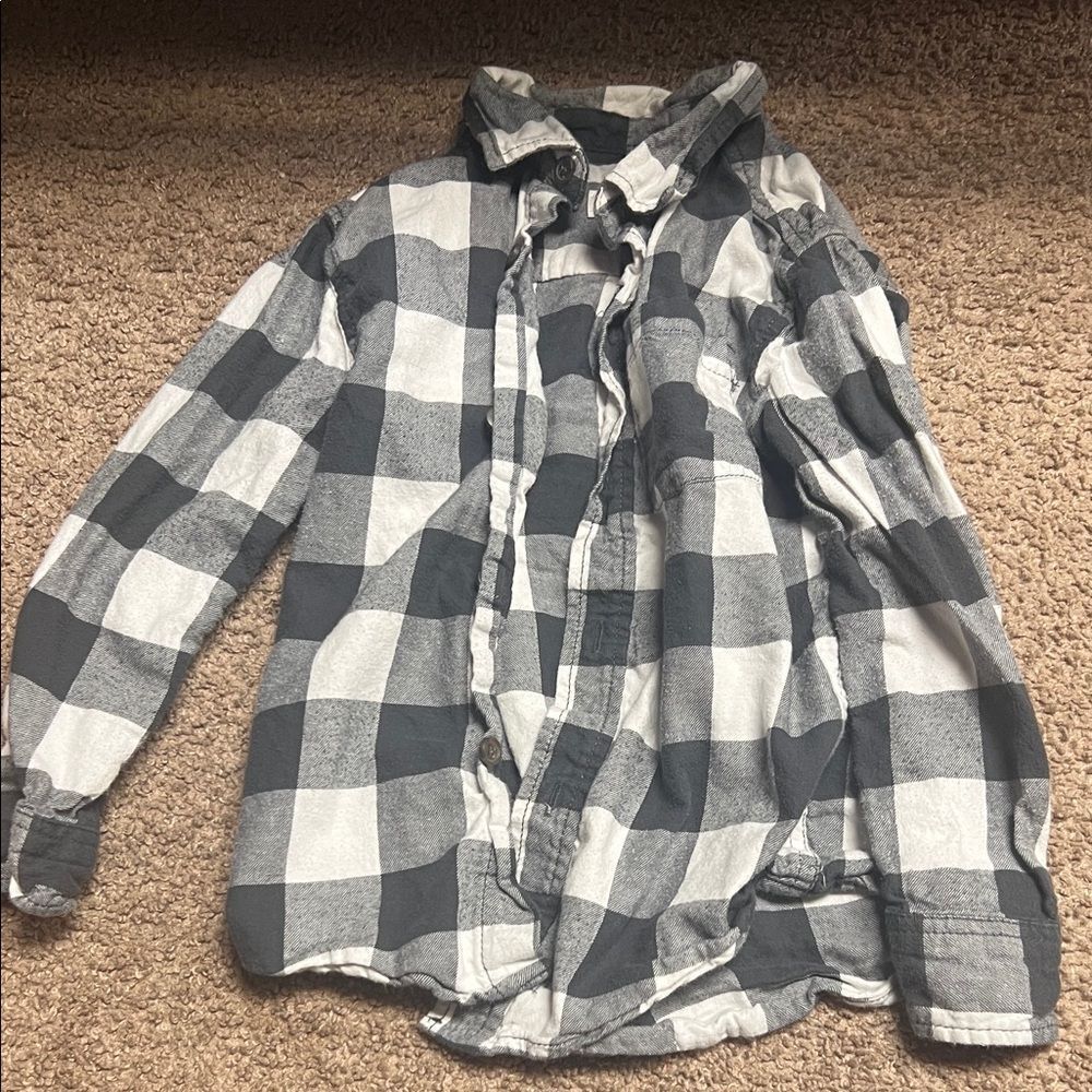 Casual Black and White Plaid boy Shirt